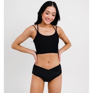 Coral Reef Swim Black Ribbed Destination Tankini Top High Cut Bottom Bikini Set